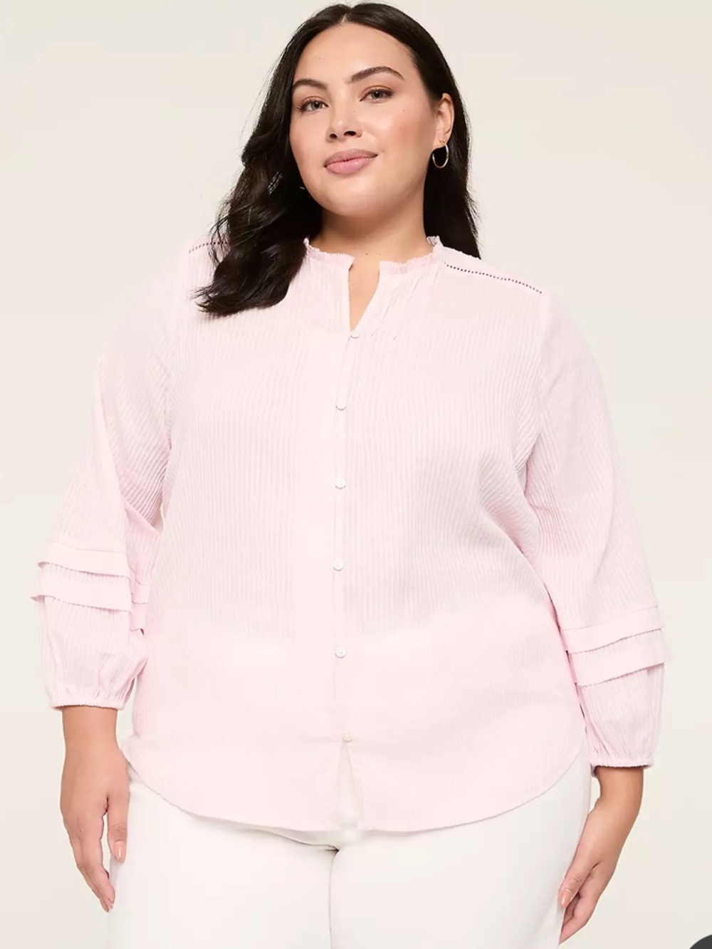 LANE BRYANT Pink Gauze Pintuck Blouse - Size 20